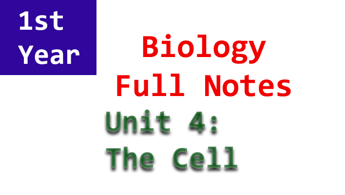 1st year biology unit 4 notes