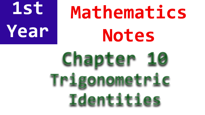 1st year f.sc mathematics chapter 10 notes