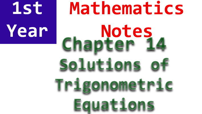 1st year f.sc mathematics chapter 14 notes