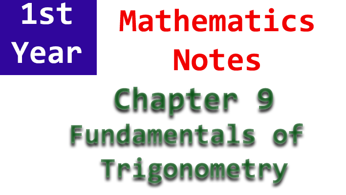 1st year f.sc mathematics chapter 9 notes
