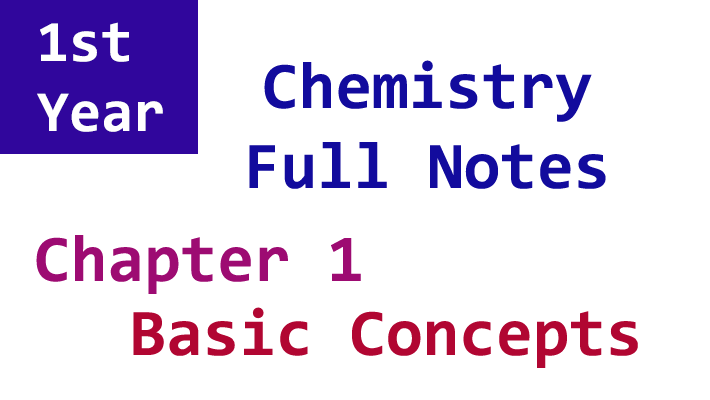 1st year chemistry chapter 1 notes